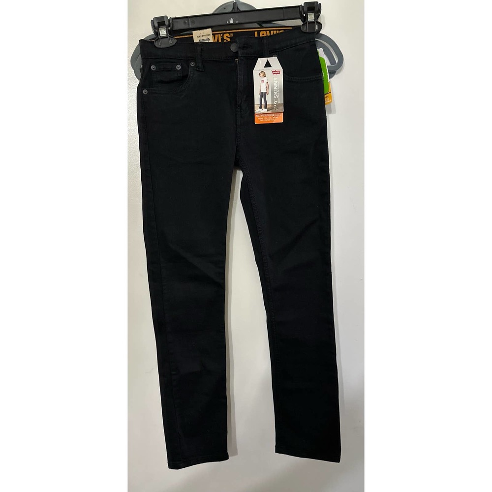 Levis Boys 510 Skinny Sz 14 27*29 Reg Fit Everyday Performance Jeans Black NWT